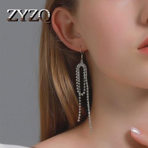 ZYZQ New Trendy Geometric Crystal Women Dangle Earrings Korean Tassel Earrings Female Long Earrings Female Jewelrry wholesale