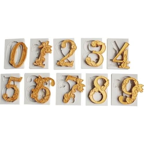 10 pieces of digital silicone mold Sugarcraft fondant cake decoration mold UV resin accessory tool