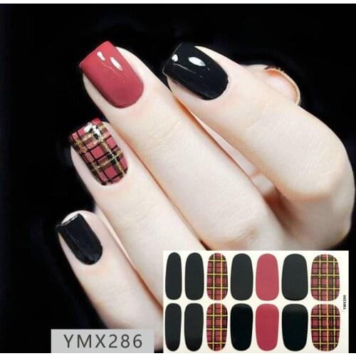 1 Sheet Nail Art Full Cover Self Adhesive Stickers Polish Transfer 14 Tips Wraps Waterproof Nail Stickers Decals Manicure