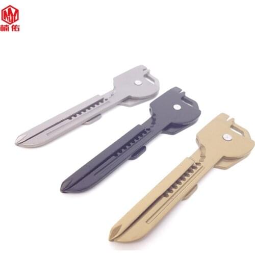 1PCS Stainless Steel Multifunction Key Knife 6 In 1 Portable Survival Pocket Keychain