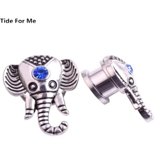 2PCS New Ear Plugs And Tunnels Sexy Body Jewelry Stainless Steel Ear Gauge Cute Animal Elephant Ear Expansions Fashion Piercing
