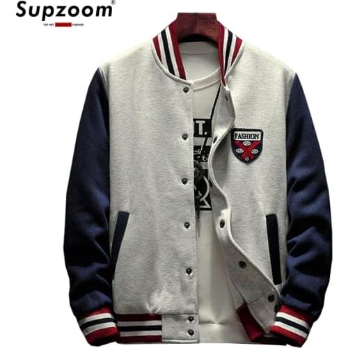 2020 New Arrival Fleece Casual Baseball Uniform Students Cotton Spliced Regular Rib Sleeve Brand Clothing Bomber Jacket Men