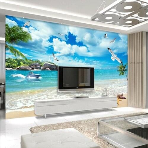 Custom Size Photo 3D Large murals minimalist living room wallpaper Mediterranea seascape wallpaper mural