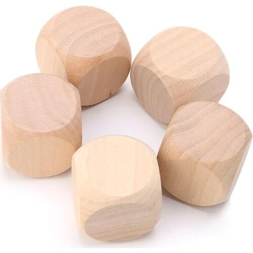 40mm Blank Wood Dice Kid Toys Printing Engraving Write Painting DIY Family Game U2JB