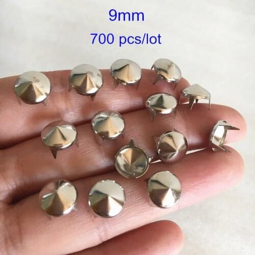 700 pcs Silver Dome Metal Rivet Spike Stud 9mm Round 4 Claws For DIY Bags Belt Leather Crafts,Cone Claw Studs -Free Shipping