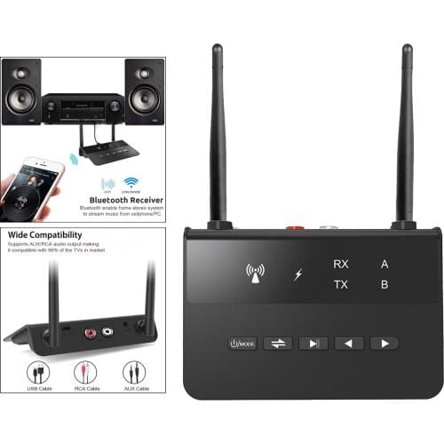 MB2 Long Range Bluetooth Transmitter Receiver for TV Home Stereo BT Headphones, Low Latency Bluetooth Audio Adapter