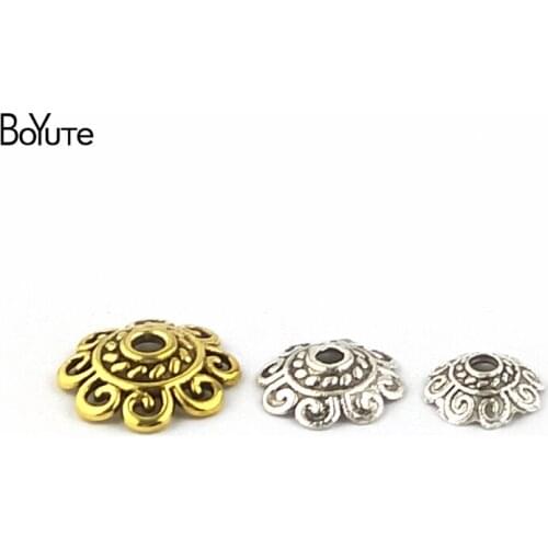 BoYuTe (200 Pieces/Lot) Metal Alloy Antique Gold Silver Flower Bead Caps 8MM 10MM 12MM Diy Hand Made Jewelry Accessories