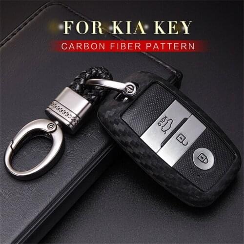 Carbon Fiber Pattern Car Key Case Cover For Kia Rio 3 4 K5 K2 Cerato K3 Sportage 2020 Ceed Picanto 2018 Key Ring Fob Accessories
