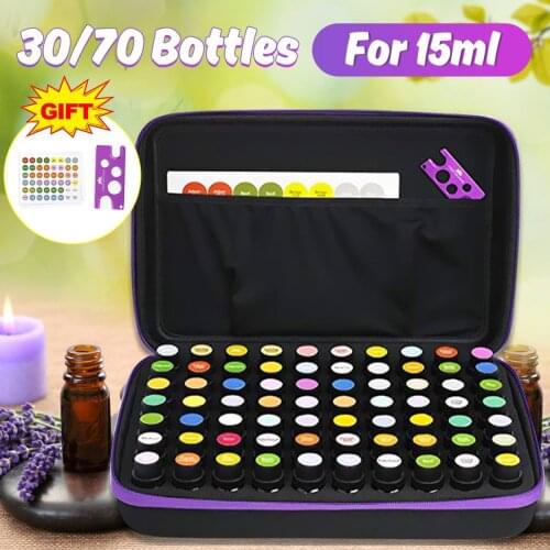 30 70 Bottles Essential Oil Case 15ML Perfume Oil Essential Oil Box Travel Portable Carrying Holder Nail Polish Home Storage Bag