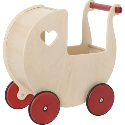 Wooden toys red heart-shaped cart walkers baby ride on car