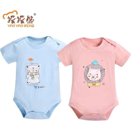 Baby Bodysuits Summer 2PCS Baby Ropa Cotton Clothes Short Sleeve Cartoon Bear Lion Baby Jumpsuit Little Kids 6-18M Clothes