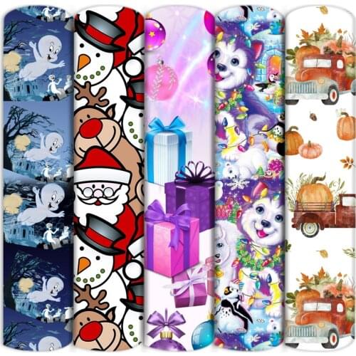 Halloween Christmas 4 Ways Stretch Spandex Knit Fabric Sewing Quilting Needlework Material DIY Handmade Cloth,c17526