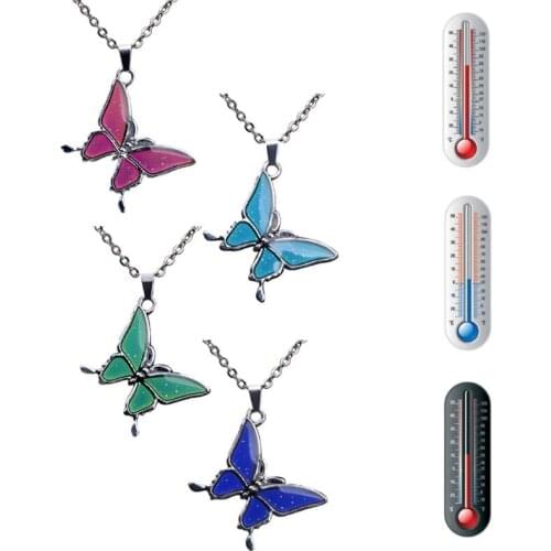Butterfly Color Change With Temperature Necklace Butterfly Magic Emotion Feeling Mood Pendant Necklace Jewelry