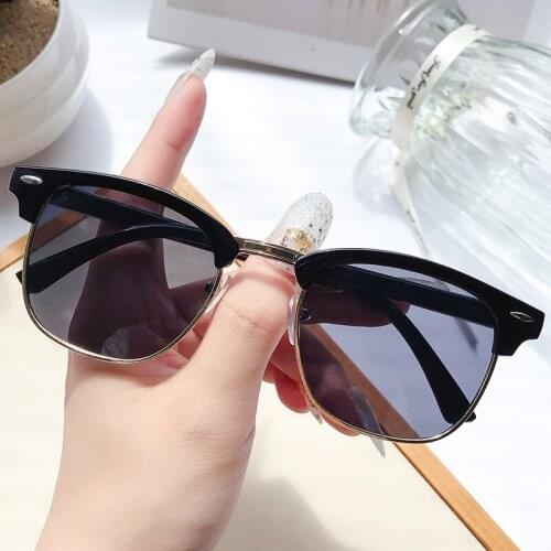 MADELINY Classic Retro Rivet Sunglasses Women Brand Designer Half-Frame Metal Reflective Sun Glasses Female Male Eyewear MA063