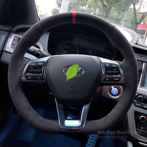DIY Leather hand sewn steering wheel cover for Hyundai Langdong leading Rena brand ix35 Tucson ix25 Yuedong Yuena car accessorie