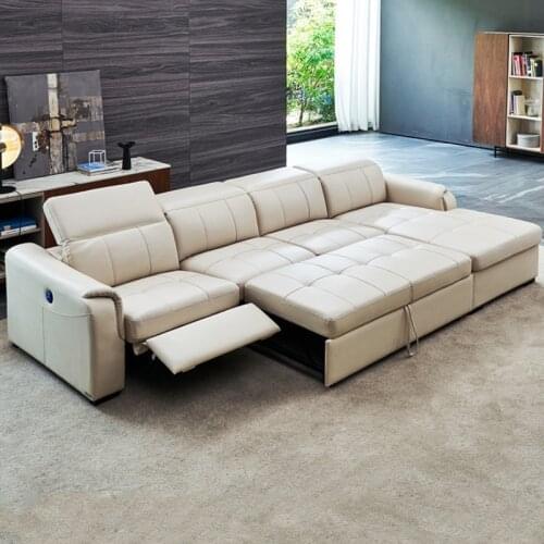 Leather sofa first layer cowhide living room corner electric function first-class space sofa cabin combination