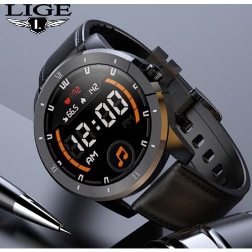 LIGE New Smartwatch Men Women IP68 Waterproof 256M Music Player Sports Mens Watch Bluetooth Call Smart Watches For Android IOS