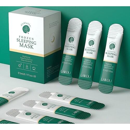 20Pcs/Box No-Wash Soothing Face Mask Centella Frozen Sleeping Mask Portable Facial Pack Anti Wrinkle Shrink Pores Face Cream