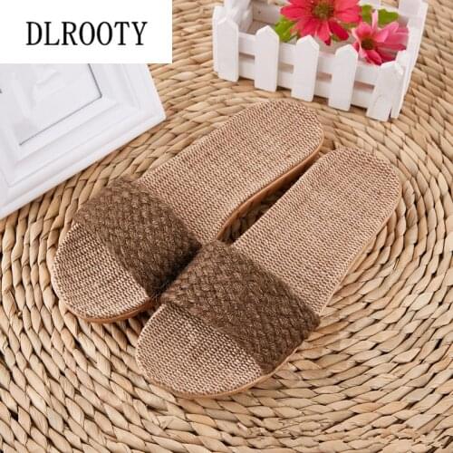 Men Slippers Sandals Shoes Flip Flops New Summer Fashion Breathable Hemp Non-slip Man Home Slides Casual Male Flat
