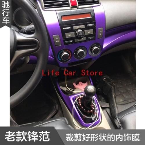 For Honda City 2008-14 Carbon Fiber Interior Decoration Stickers Center Console Shift Window Lift Panel Protective Film
