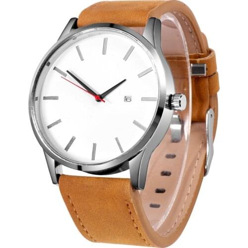 No Brand Wristwatches Fashion Casual Minimalist Watch Big Dial Leather Band Analog Quartz Watch Clock Clearace Sale reloj hombre