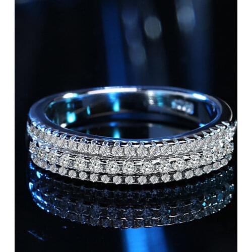 Three row drill wave Wedding Ring for Women Micro-inlaid Simulation White copper Ring Jewelry Engagement Love Ring Birthday Gift