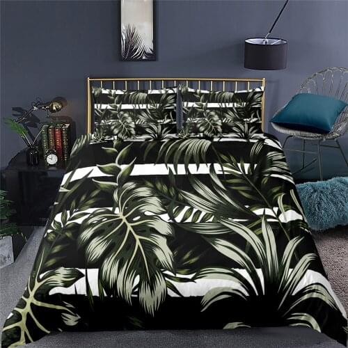 Comforter Cover Tropical Leaves Printed Leaves Duvet Cover Bedding Set Quilt Cover Microfiber Home Decoration