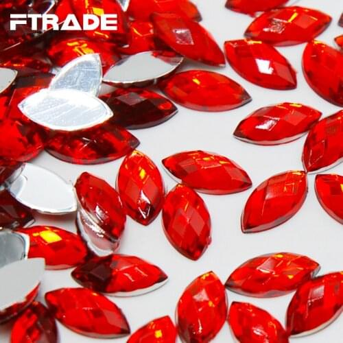 Wholesale 300pcs Light Siam Red Color Acrylic Horse Eyes Shape Rhinestones 5x10mm Flatback For DIY Wedding Dress