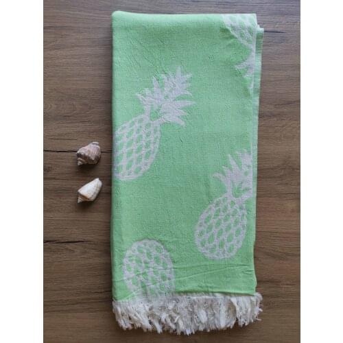 Peştamal Banyo Havlusu%100 Pamuk Spa ve Plaj Havlusu 100x180cm Çift Katlı Ananas