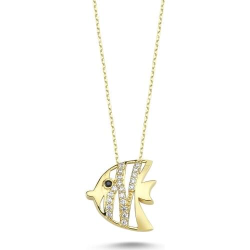 14k Gold Fish Pendant, Necklace