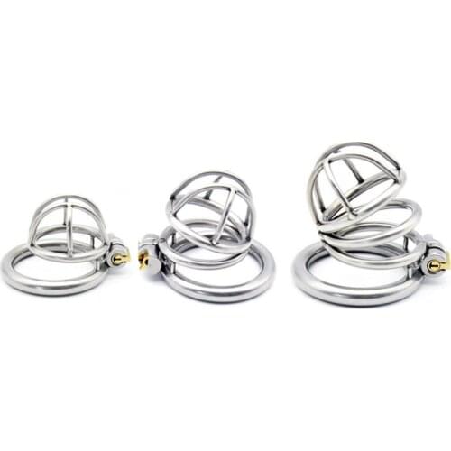 Hollow Male Stainless Steel 3Size Cage Choose Bird Chastity Device Metal Cock Penis Ring Lock BDSM restraint Sex Toys for Man