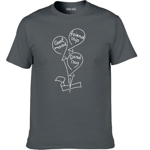 TARCHIA 2021 Casual New Men Short Sleeve t-shirt Tops Homme T Shirt Tee Plus Number Cotton Tees Boy Balloons Words Cool Mood