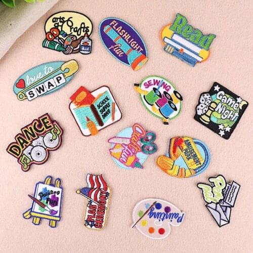 Cute Cartoon Fashion Oil Painting Flag Music Book Patch High-end Manual Burning Edge Iron On Patches On Clothes Stickers