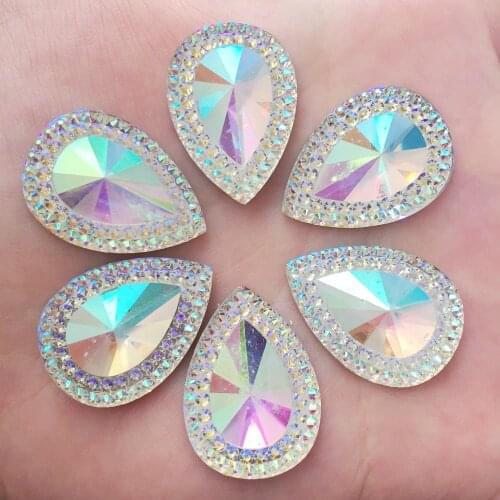 20pcs 18*25mm AB Resin Drop Flatback Rhinestone Scrapbook Ornament DIY Wedding Appliques Craft F927*2