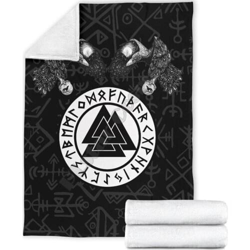 Viking Tattoo Fenrir Skoll And Hati Valknut Raven 3D printed Sherpa Blanket on Bed Home Textiles Dreamlike HOME ACCESSORIES