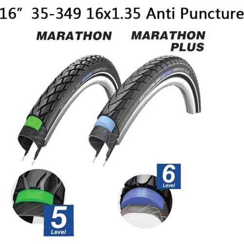 MARATHON Bicycle Tyre For Brompton Tire 349 16" 1.25/1.35 16 x 1 1/4" Bike Tire Level 5/6 Anti puncture Accessories