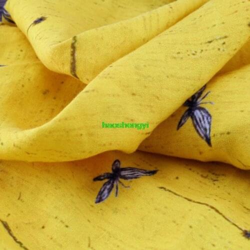 High-quality original style yellow linen fabric for high-end clothing brand