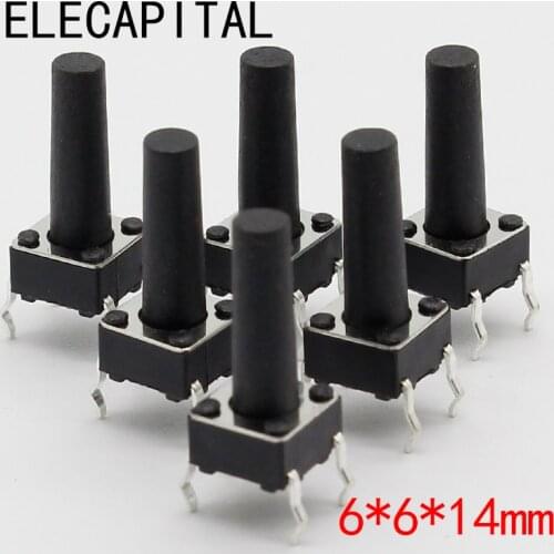 50pcs/lot 6x6x14MM 4PIN G97 Tactile Tact Push Button Micro Switch Direct Self-Reset DIP Top Copper Free Shipping Russia