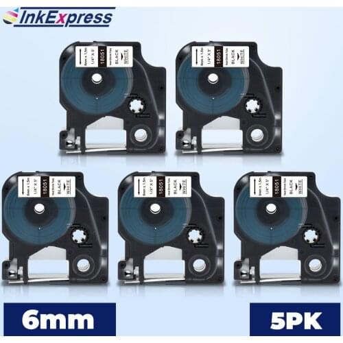 5PK 18051 Label For DYMO 18051 Rhino IND Heat Shrink Tube Tape 6mm Cable Label For DYMO Rhino 4200 Rhino 5200 6000 Label Maker