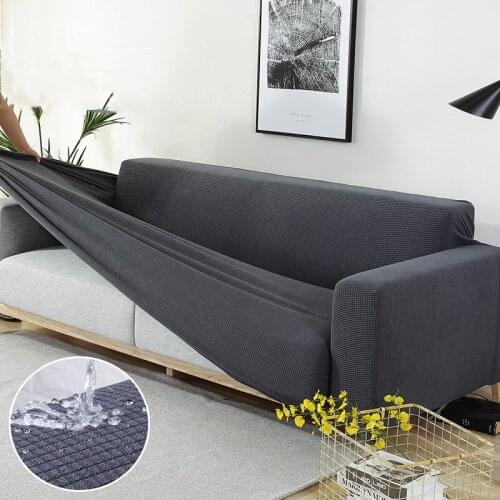 Water Repellent Fabric Sofa Cover For Home Slipcover Living Room Decor Soild Color Elastic Plaid Sectional Corner Couch Cover