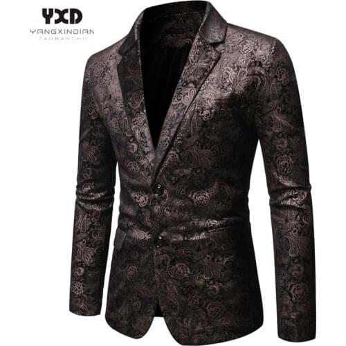 Mens Business Banquet Slim Fit Suit For Men Cashew Flower Suit Jacket Man Brown Velvet Suit Coat Mans Luxury Blazers Plus Size