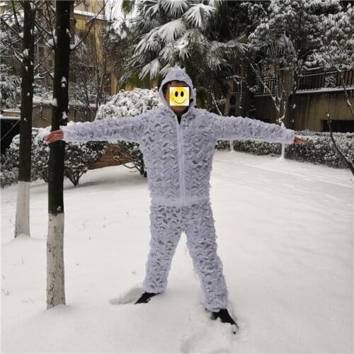 Snow mesh Pure White Mesh camouflage clothing Ghillie Suits hunting Recon Paintball, Airsoft, Photographing Hunting Suit