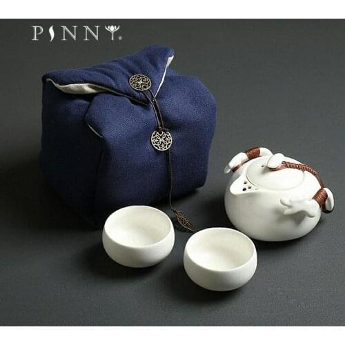 PINNY Ceramic Portable Tea Sets Include One Pot Two Cups Celadon Travel Tea Pot Chinese Porcelain Kung Fu Teapots Chinaware