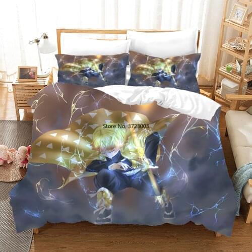 Best-selling Demon Killer Bedding Set Japanese Anime Digital Print Down Quilt Cover Pillowcase Single Double Queen King Size