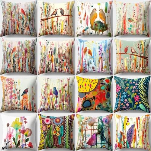 Cute cartoon Print Cushion Cover polyester Decorative For Sofa Seat Soft Throw Pillow Case Cover 45x45cm Home Decor