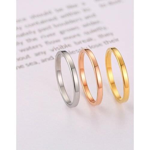 Fashion 2mm Narrow Rings Color Rose Gold Titanium Steel Round Small joint Finger Loop Rings Jewelry