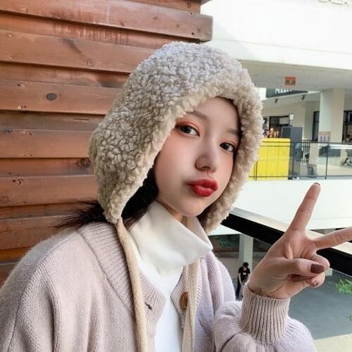 Fashion Plush Winter Turban Cap Casual Hip-Hop Cap Turban Solid Beanie Hats for Women Warm Beanies Caps Lovely Student Cap Gift