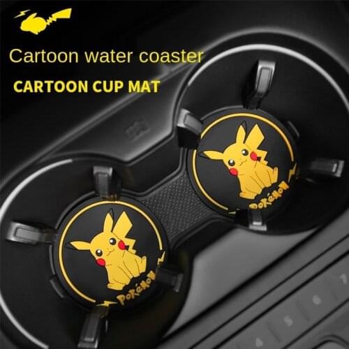 Pokemon Pikachu Car Water Coaster Cup Slot Mat Creative Cute Storage Mat Animation Car Interior Supplies Non-slip Storage Mat