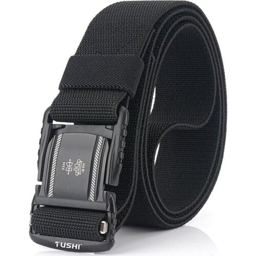 New MenBelt Alloy Magnetic Buckle Outdoor Working Tactical Belt For Jeans Pants Casual Stretch Overalls Male Waist Belt Elastic