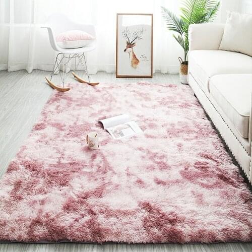 Nordic Grey Carpet Tie Dyeing Plush Soft Carpets for Living Room Anti-slip Floor Mats Bedroom Water Absorption Carpet Rugs
